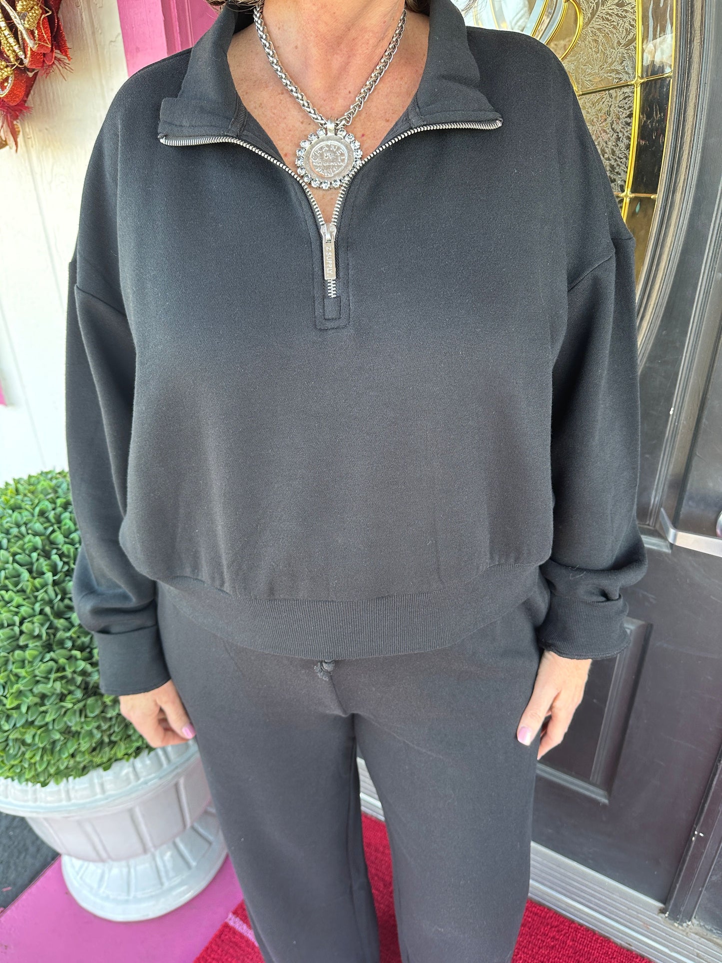 Black Downtown Sweat Pant Set