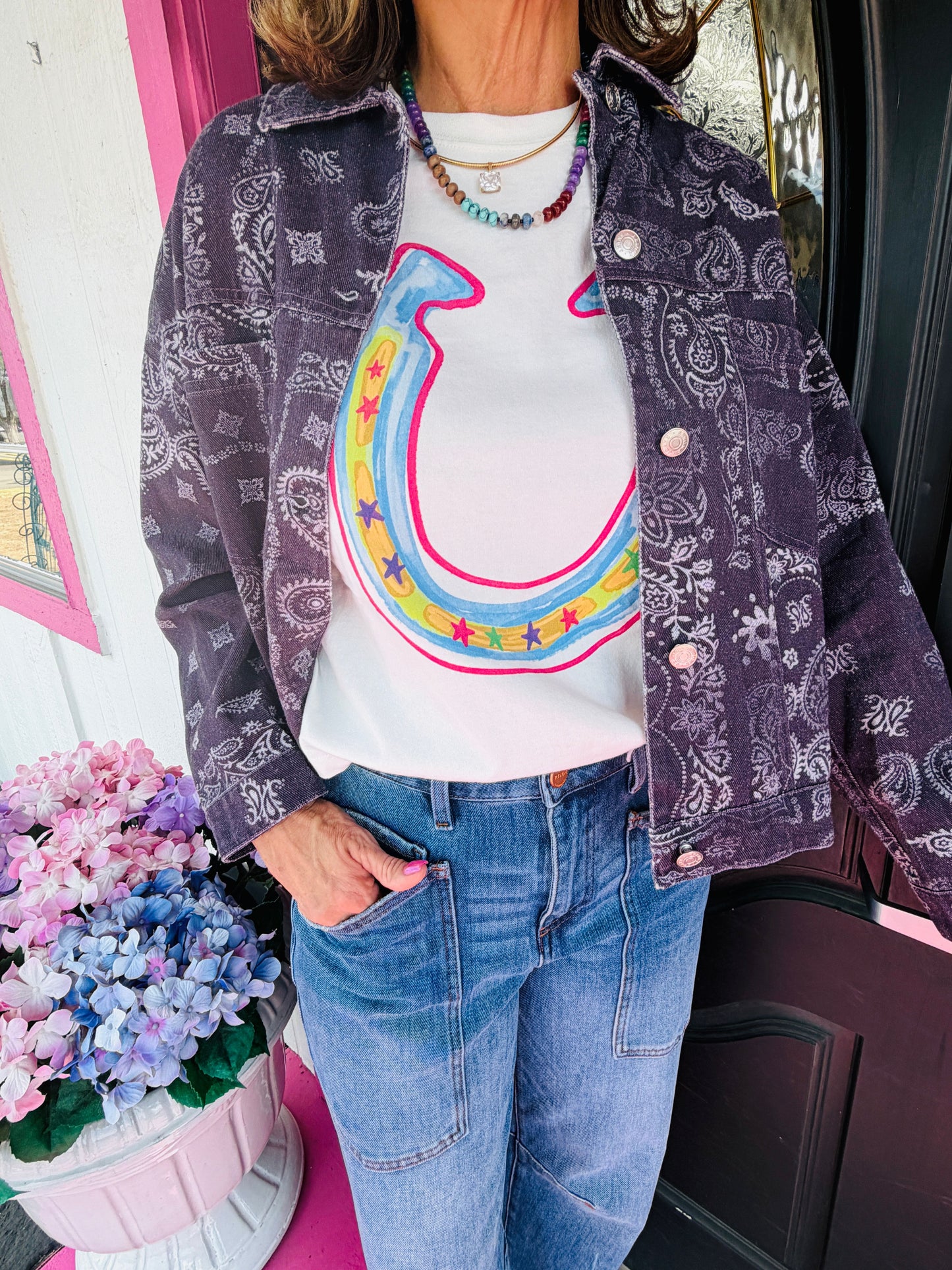 Purple Paisley Denim Jacket