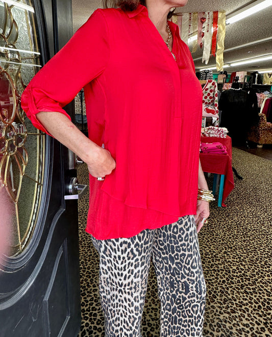 Scarlet V-Neck 3/4 Sleeve Tunic