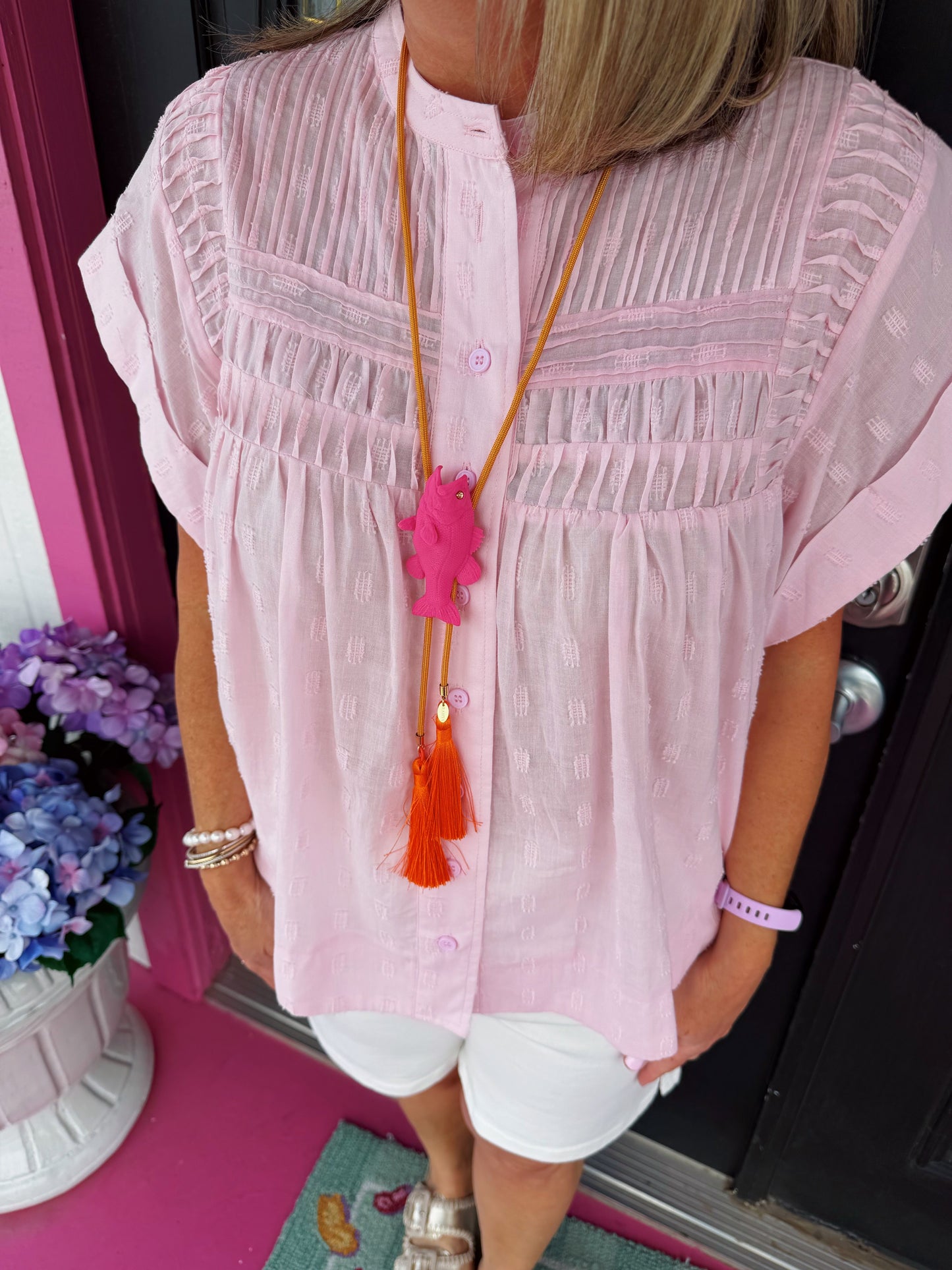 Baby Pink Sleeveless Ruffled Top