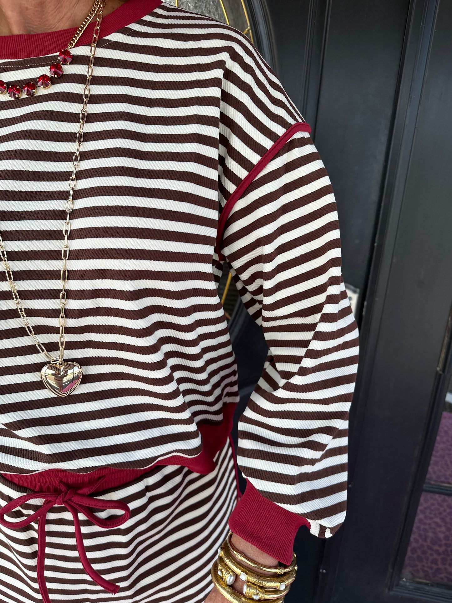Red/Brown Stripe Skort Set