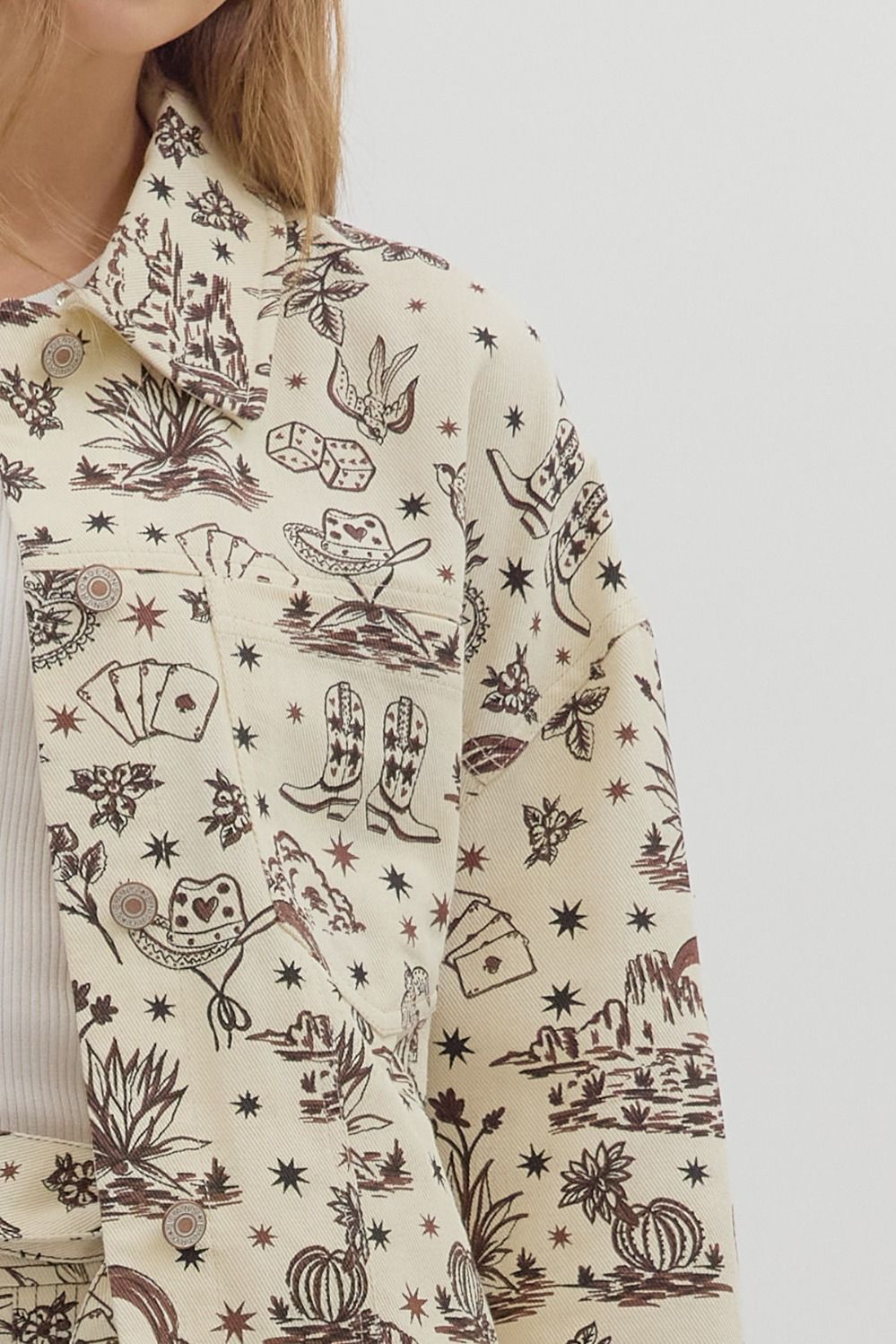 Ecru Western Button Up Jacket