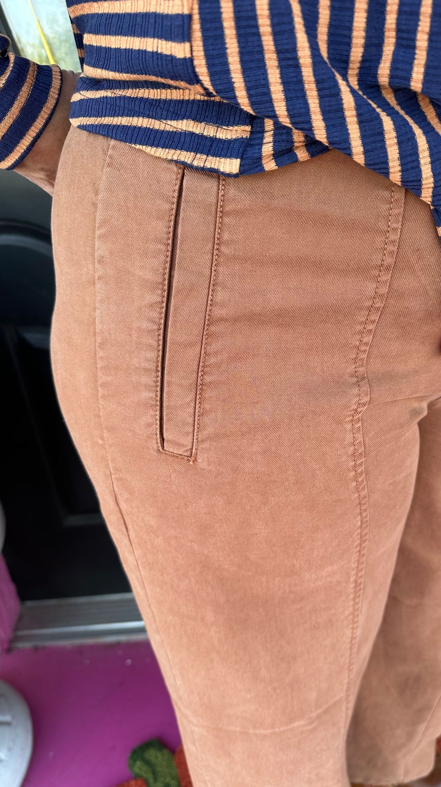 Mocha Wide Leg Elastic Trouser