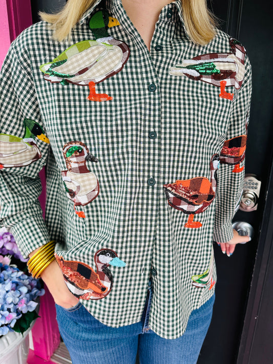 Gingham Duck Button Up Top