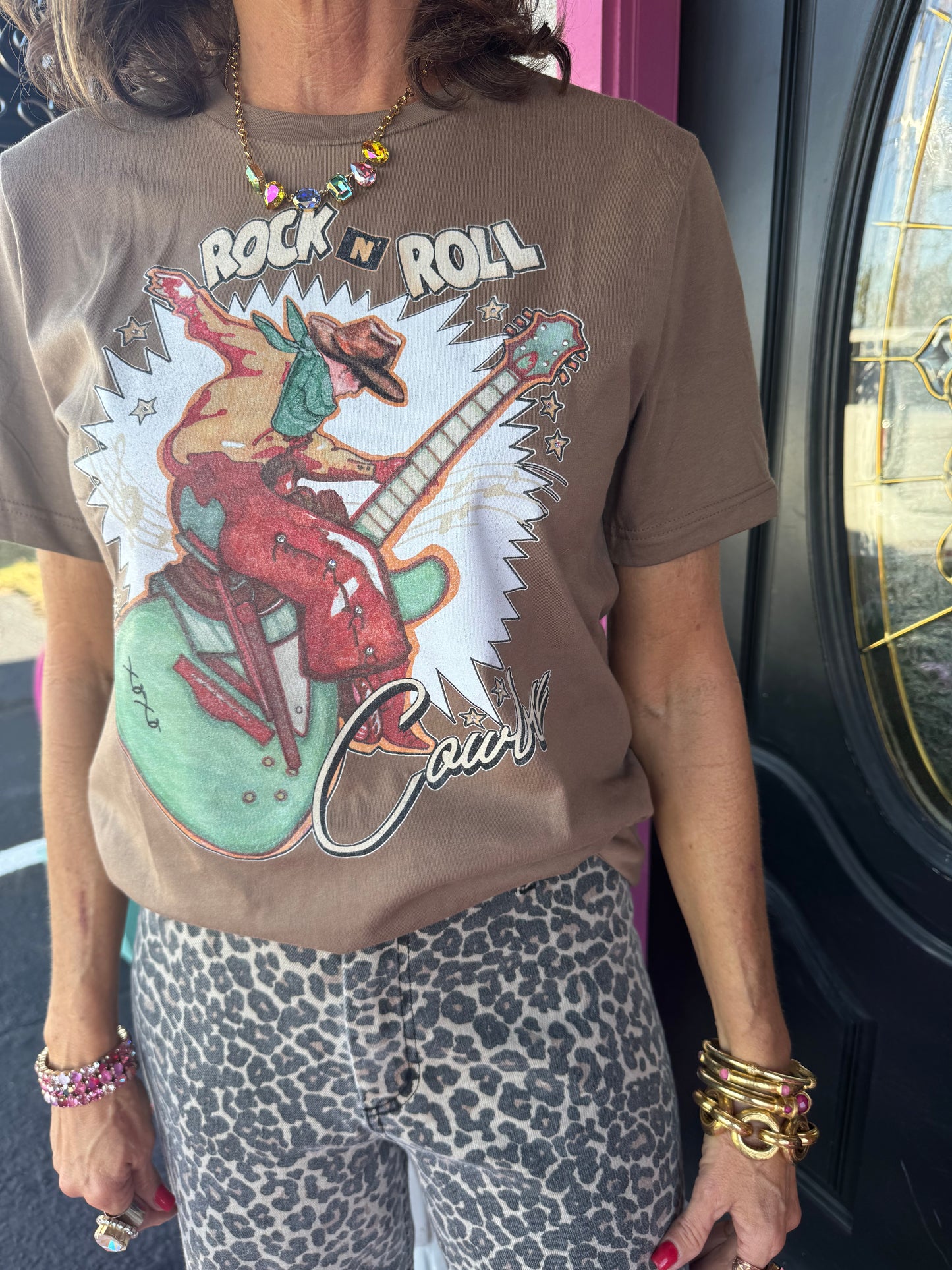 Brown Rock n Roll Cowboy Tee