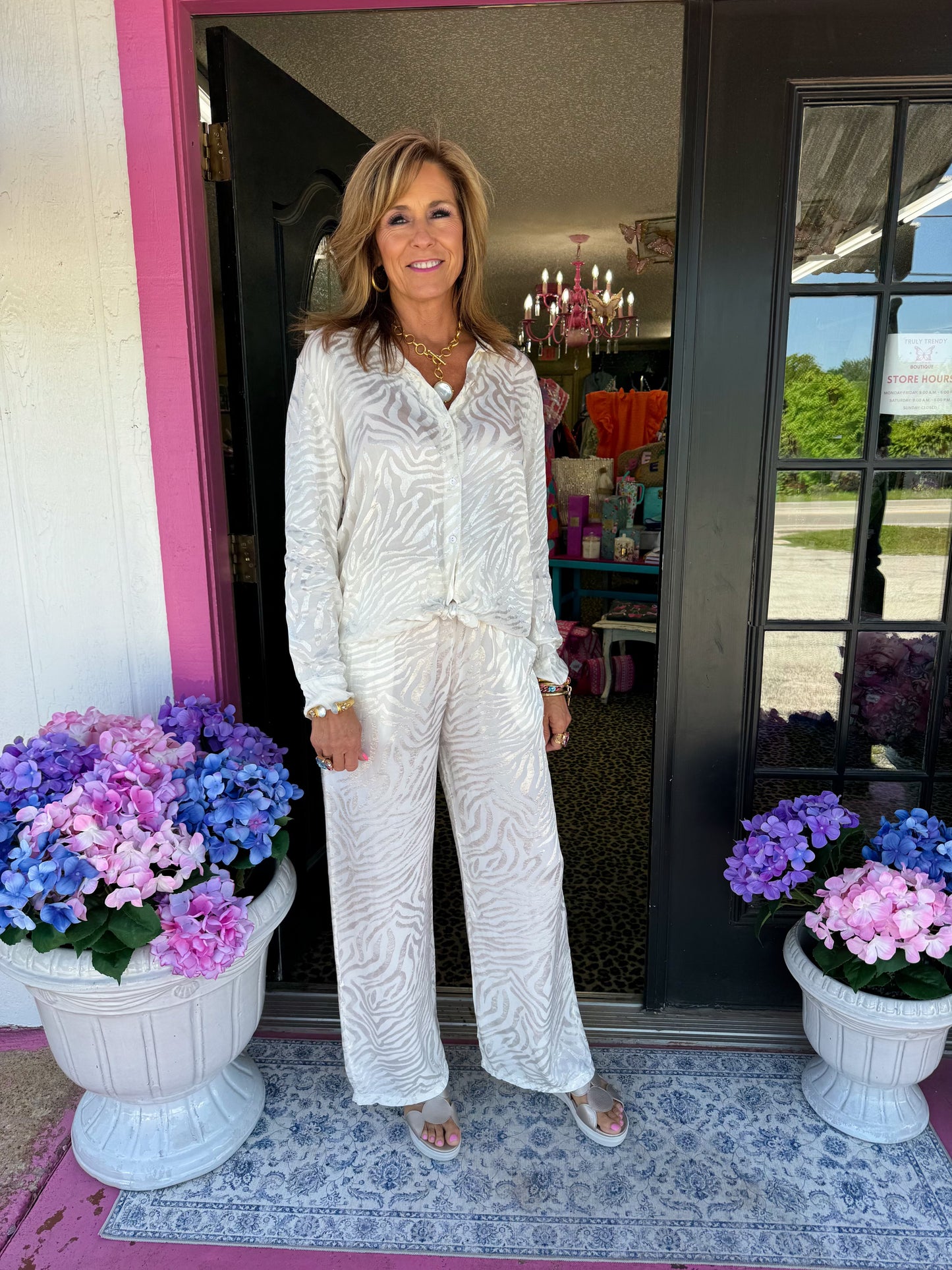 White Zebra Print Pant