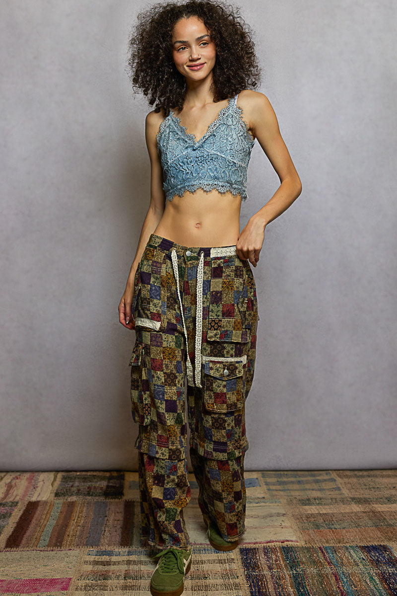 Taupe Floral Print Pant