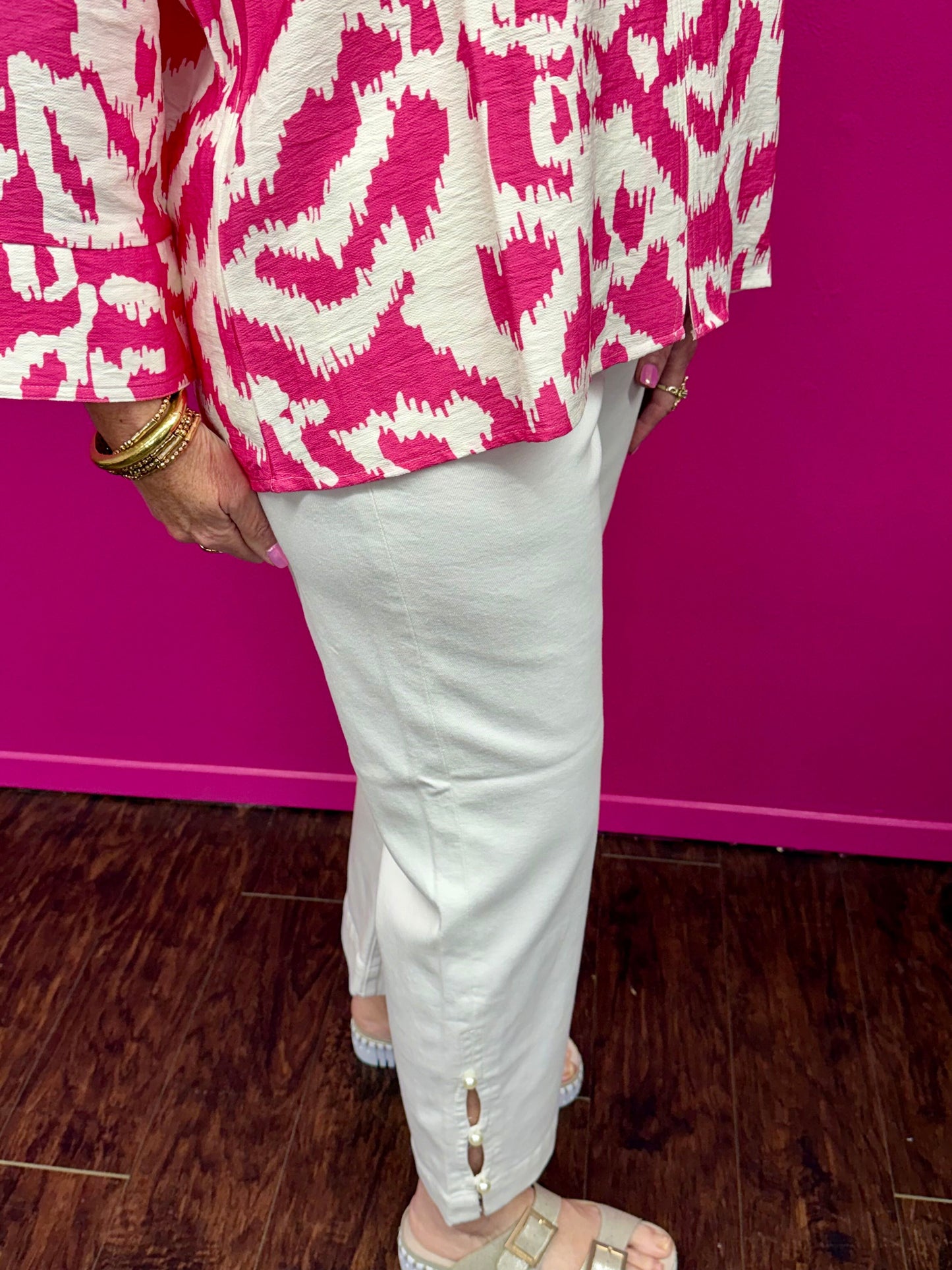 Kennedy White Pearls Crop Straight