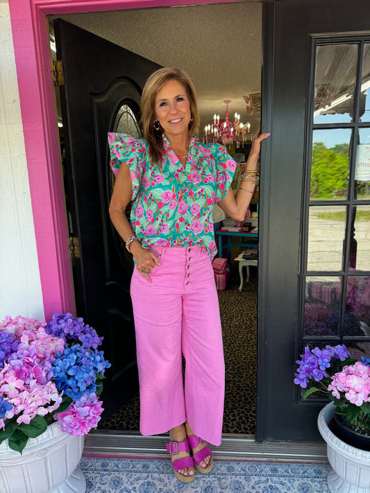 Barbie Pink Button Pant