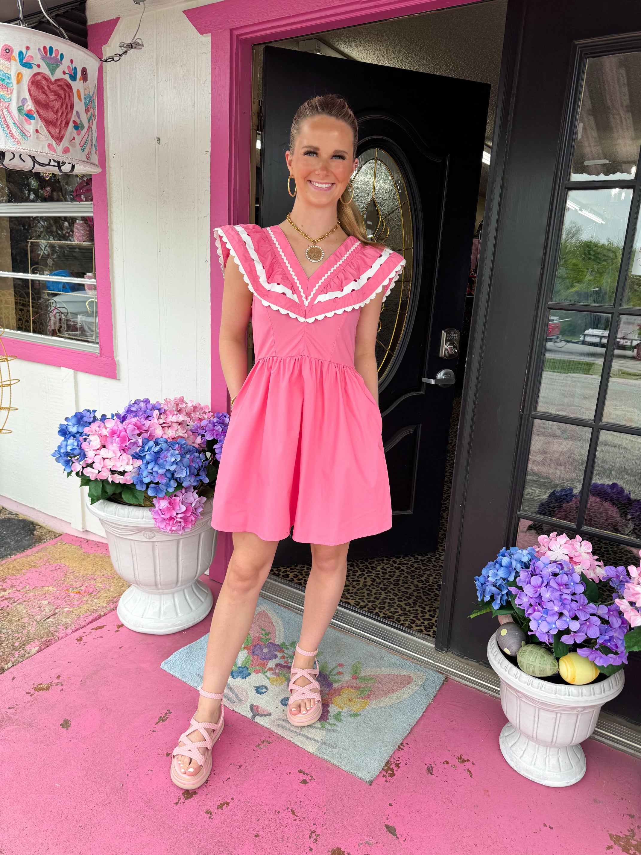 Pink Rick Rack Dress – Truly Trendy