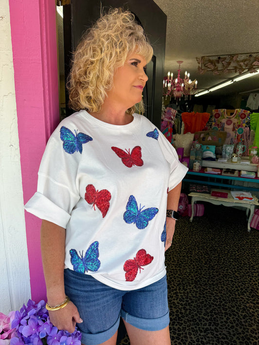 Sequin Butterfly Tee