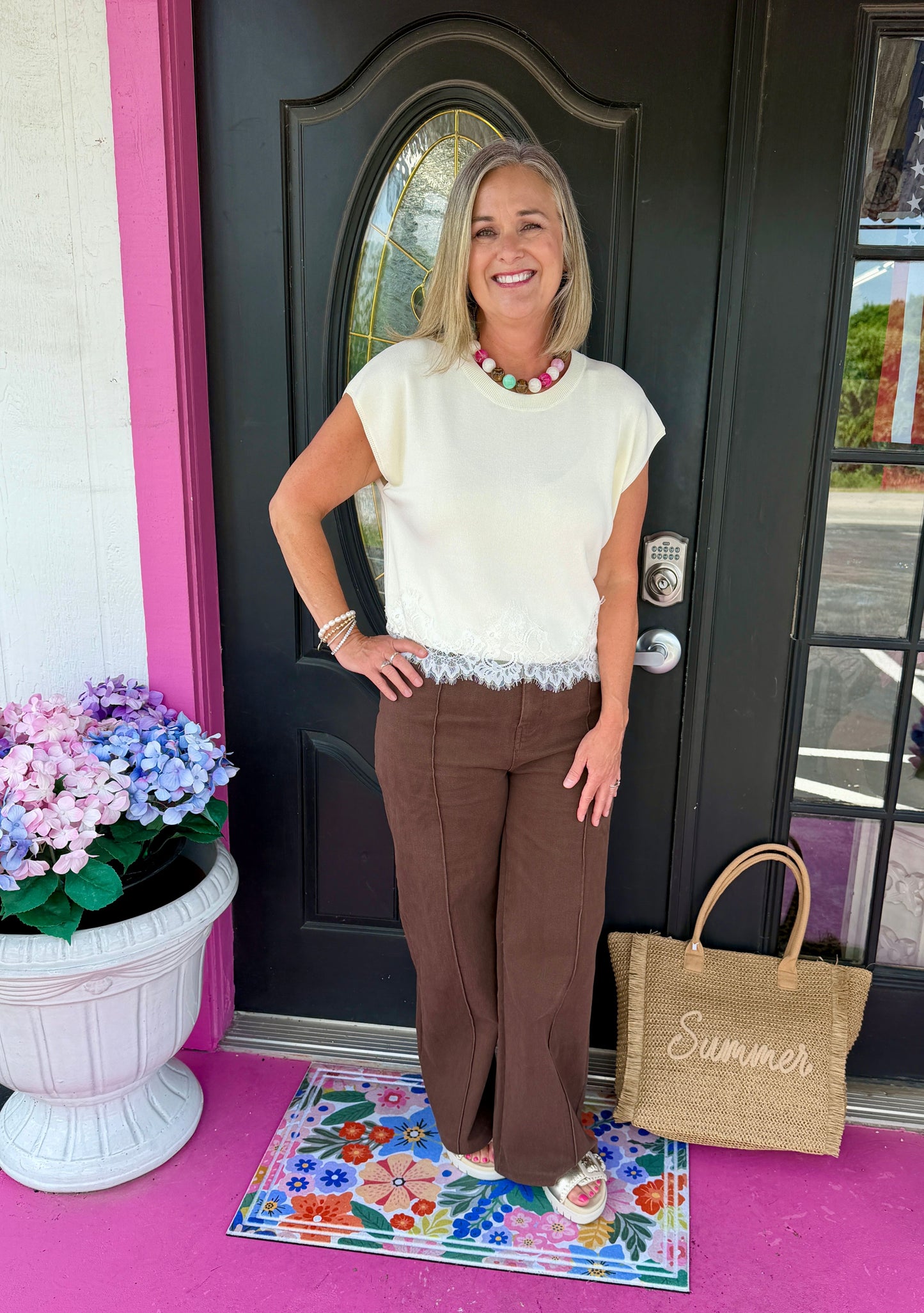 Brown Front Seam Pant