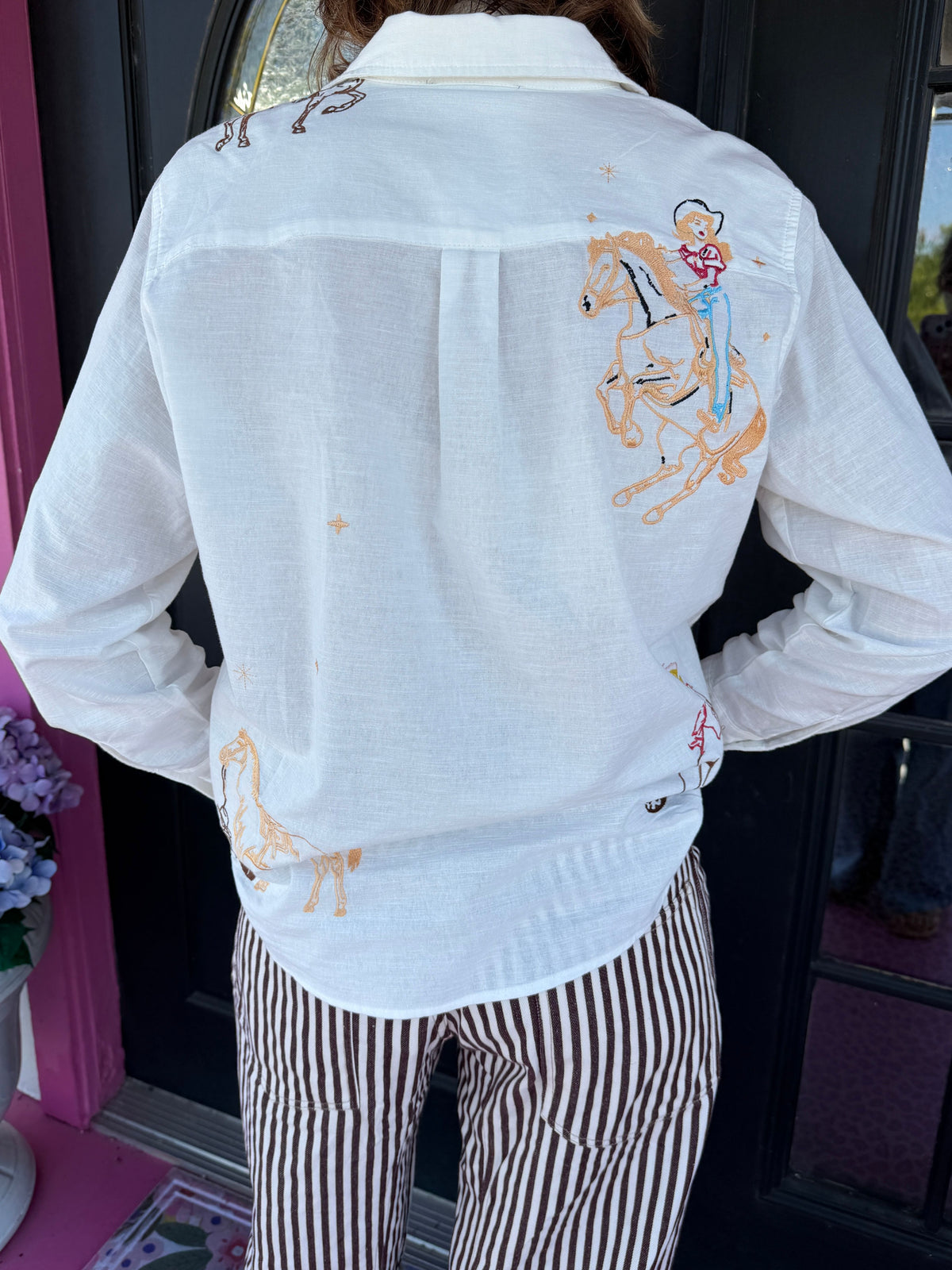 Off Wht Cowgirl Button Up
