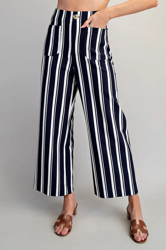 Striped Pocket Straight Leg Pant