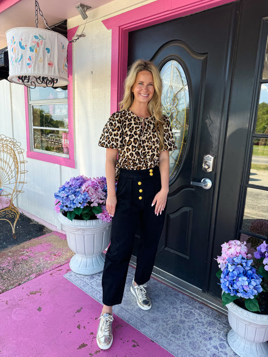 Leopard Tie Top