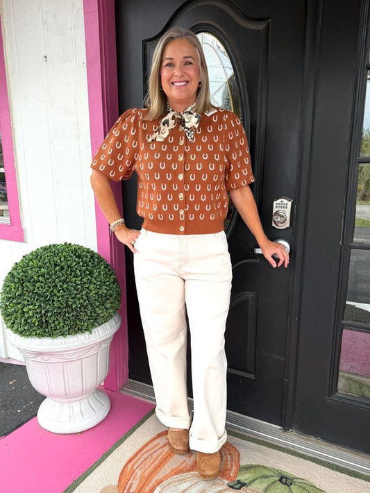 Orange Horseshoe SS Cardigan