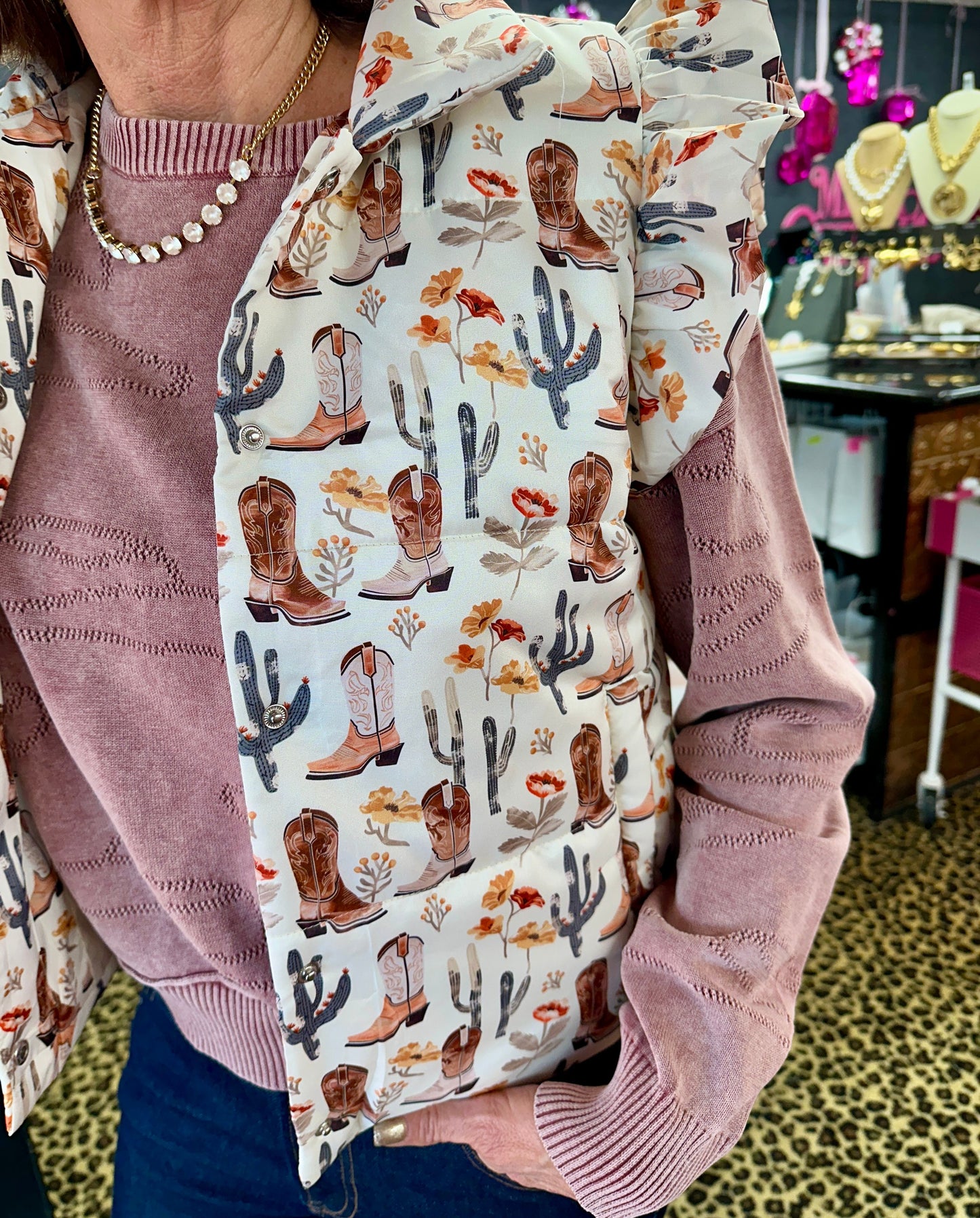 Desert Floral Ruffle Vest