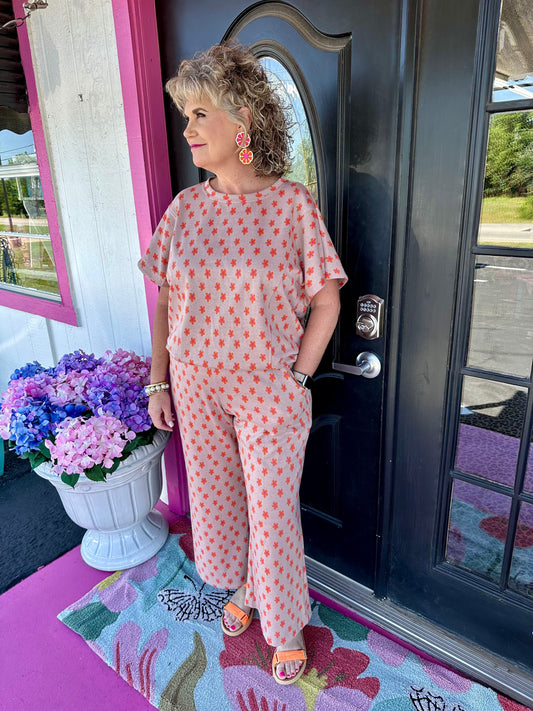 Daisy Ponte Knit Pullover Pant Set