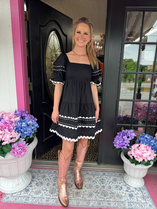 Black Ric Rac Trim Dress