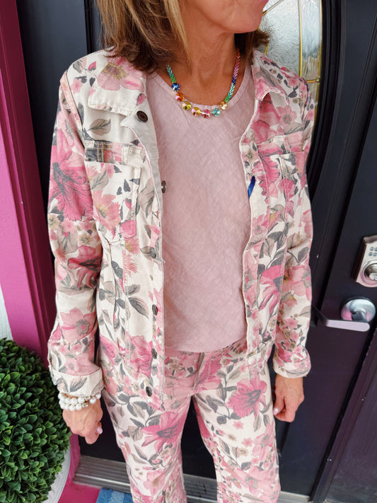 Beige/Floral Reversible Jacket