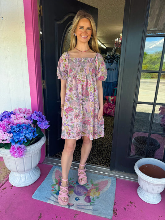 Lilac Eyelet Smocked Dress