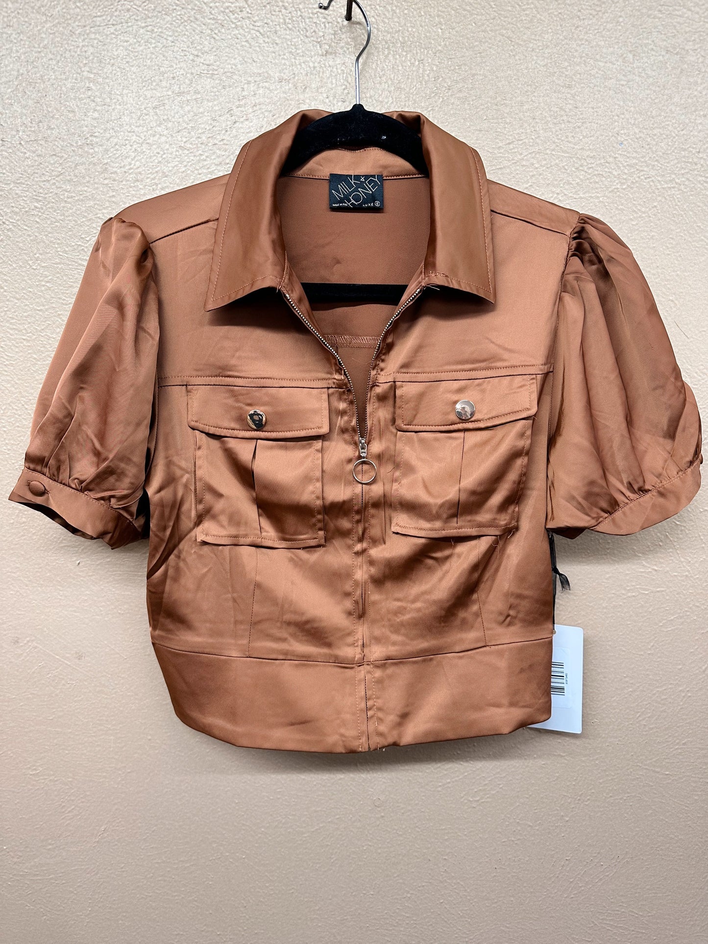 Cropped Zip Up Blouse Jacket