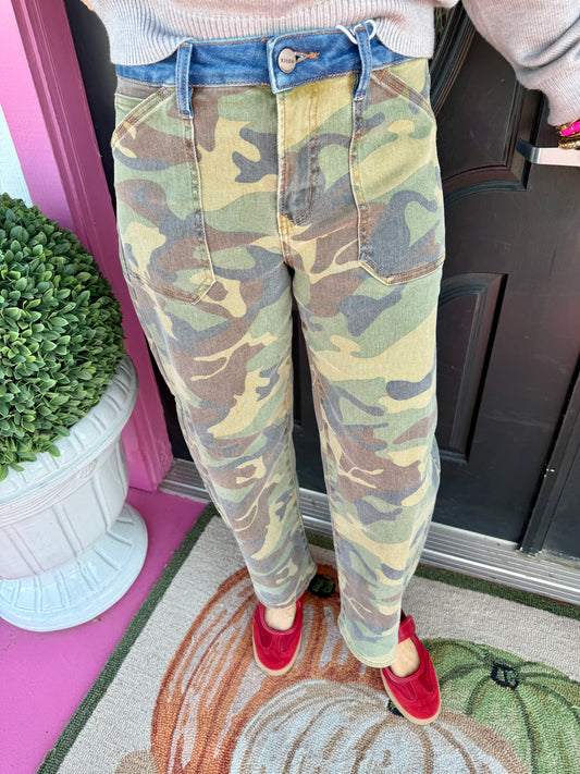 Camo Slouchy Crop Barrel Pants