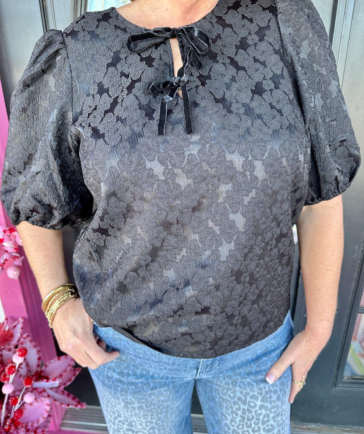 Black Ren Front Bow Top