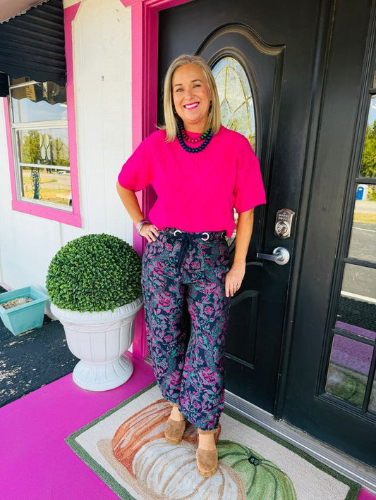 Hot Pink SS Boxy Sweater