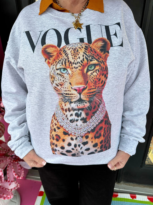 Gray Vogue Leopard Sweatshirt