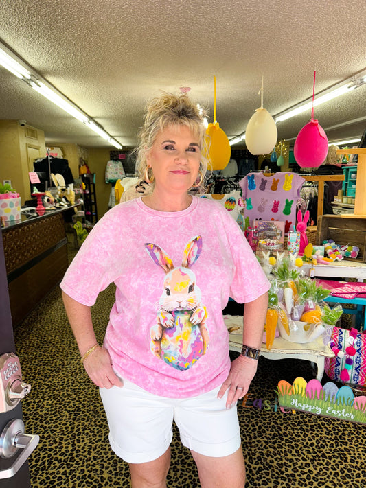 Pink Tie Dye Bunny Tee