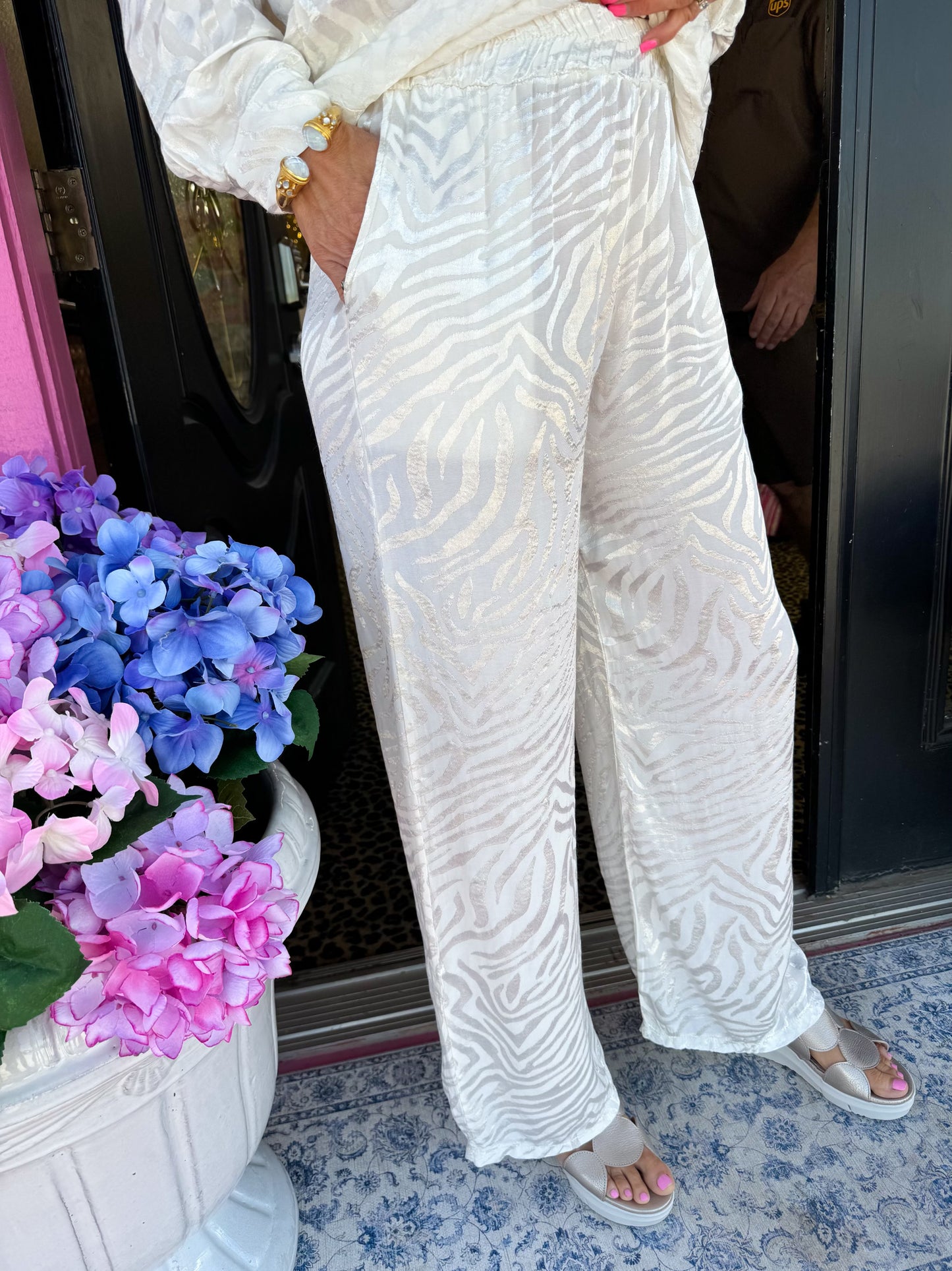 White Zebra Print Pant