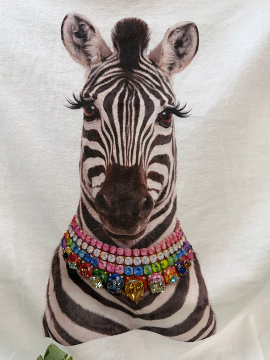 Zebra Rhinestone Collar Tee