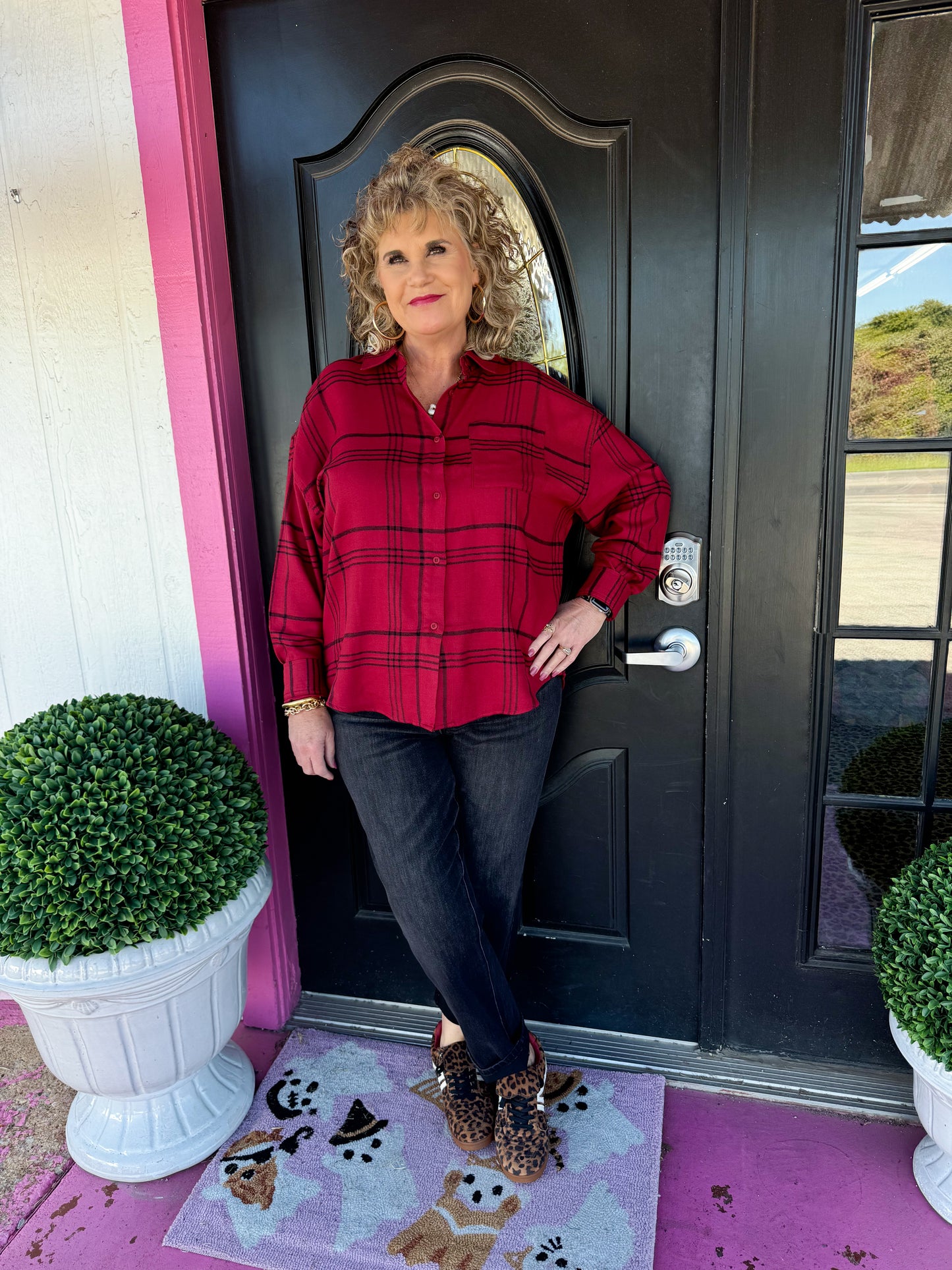 River Plaid Red Flannel Top