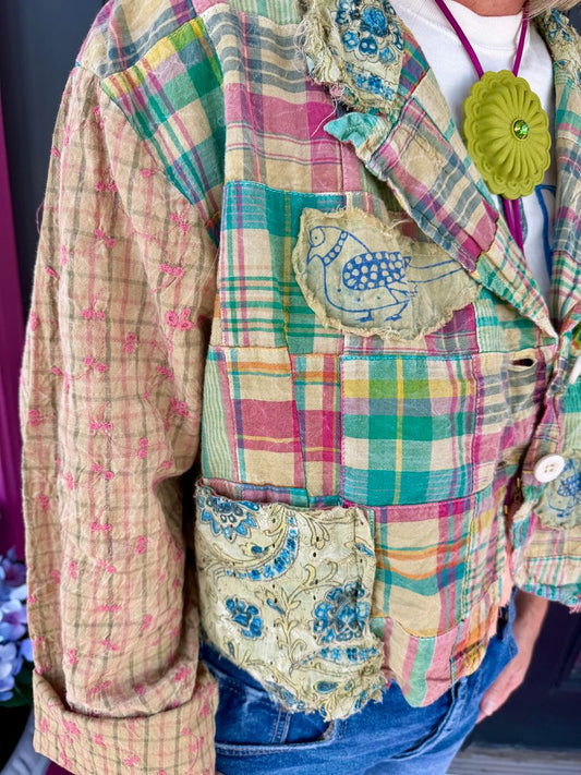 Pink Plaid Crop Jacket