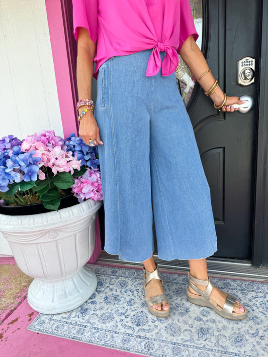 Bleached Blue Echo Denim Culottes