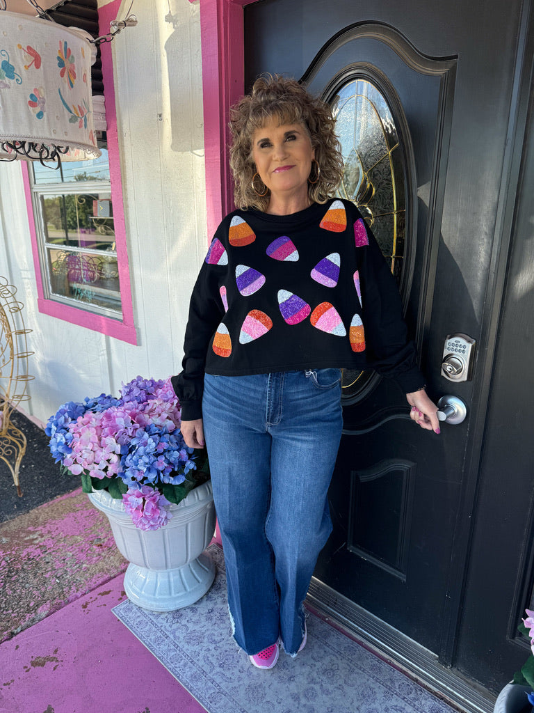 Candy Corn Sequin Sweatshirt