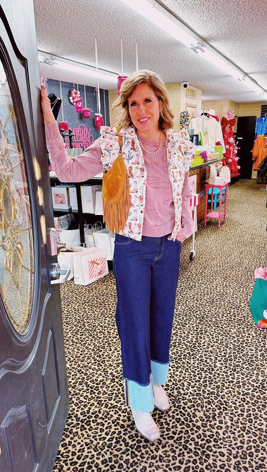 Desert Floral Ruffle Vest