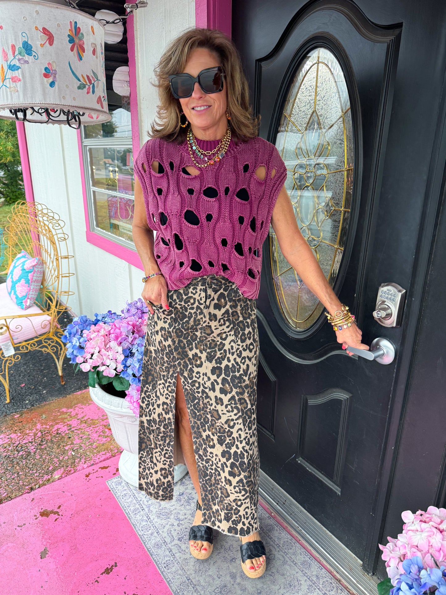 Leopard Slit Maxi Skirt