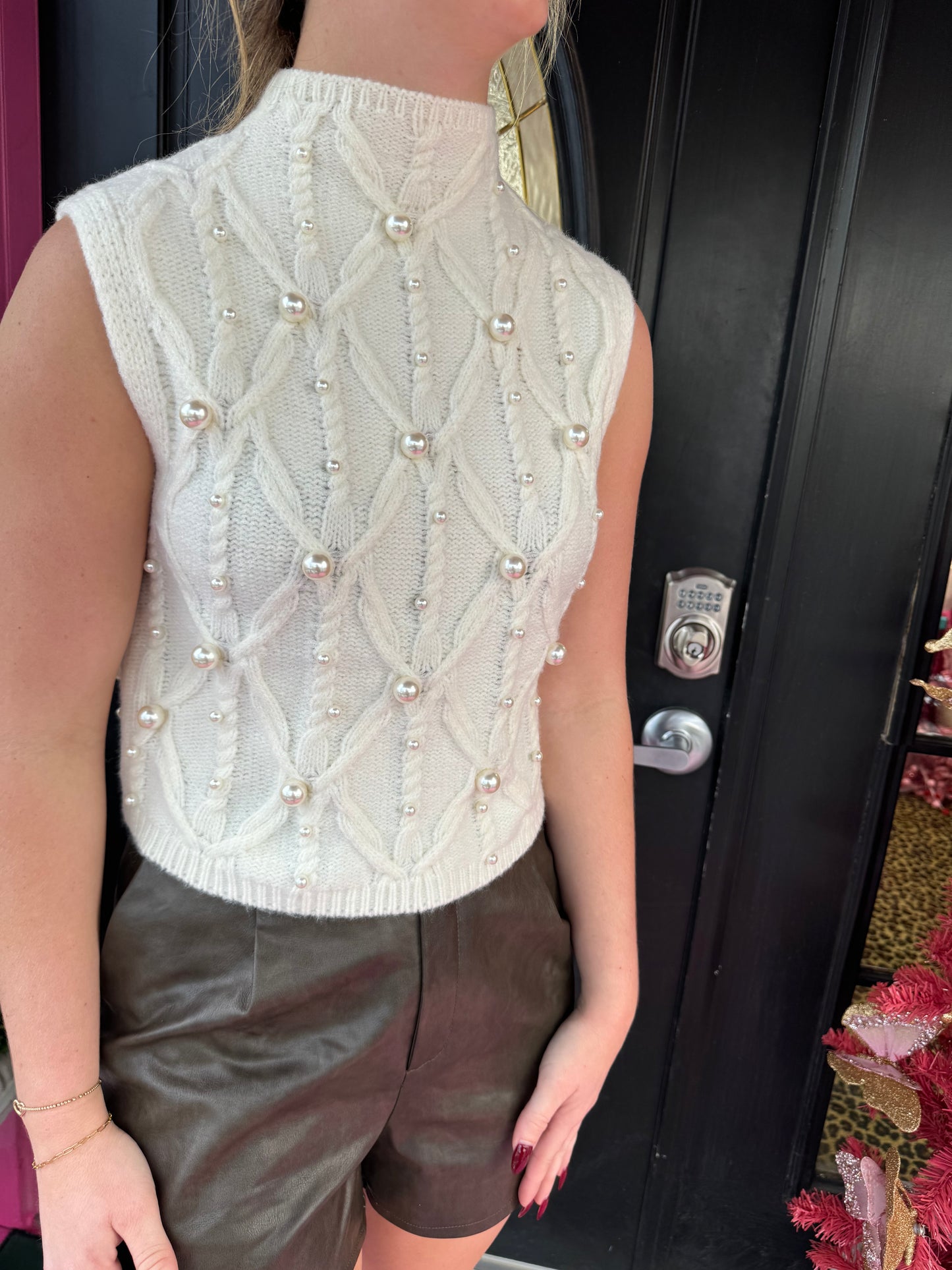 White Pearl Sleeveless Sweater