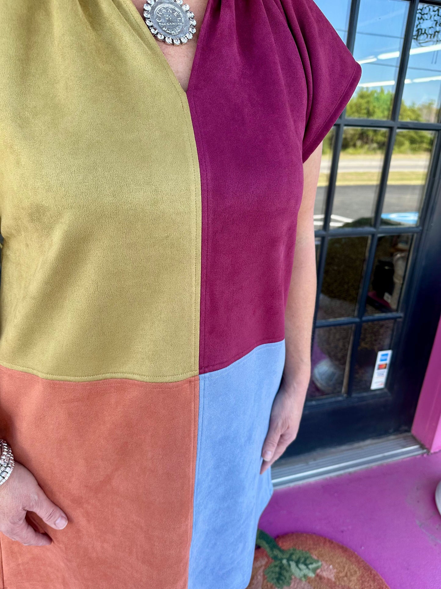 Fall Color SS Colorblock Dress