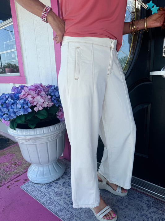 Ecru Wide Leg Trouser