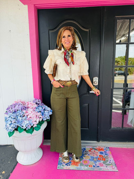 Olive Front Pocket Pants