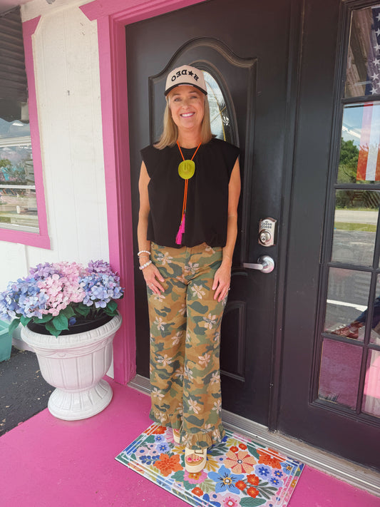 Camo Ruffled Hem Pants