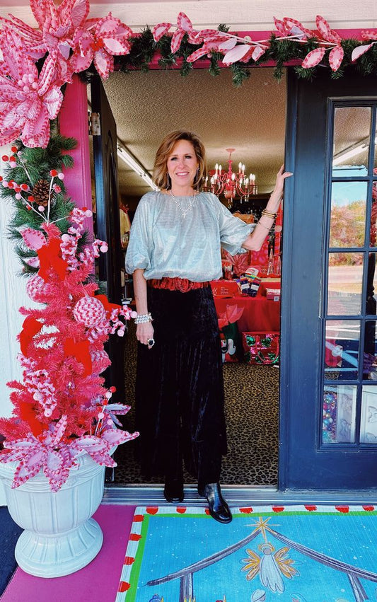 Silver Sequin Flowy Top