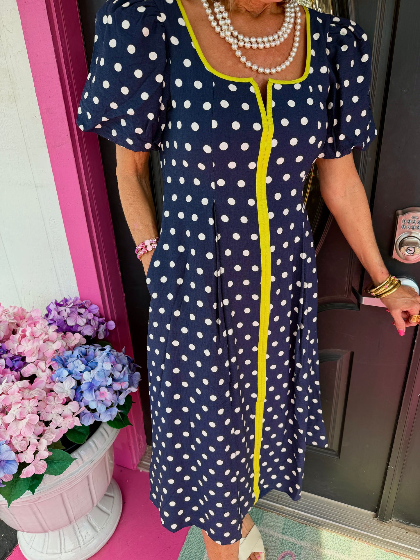 Polka Dot SS Midi Dress