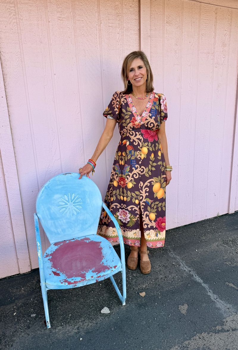 Brown Floral Button Front Maxi