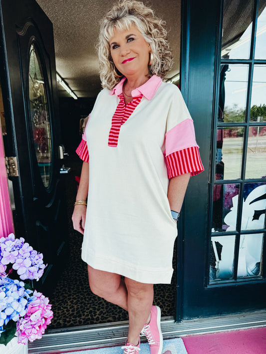 Pink & Red Striped Dress