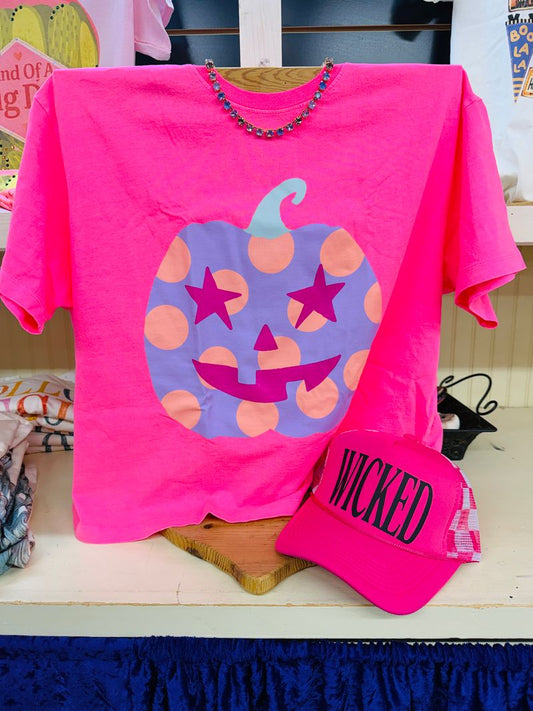 Pink Polka Dot Jack O Lantern T