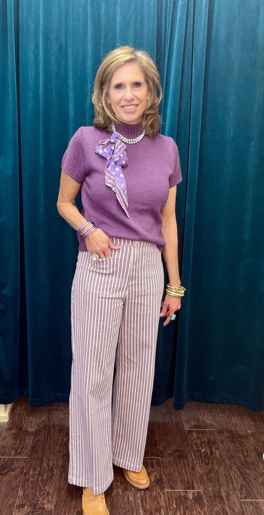 Berry Stripe Front Pkt Pants